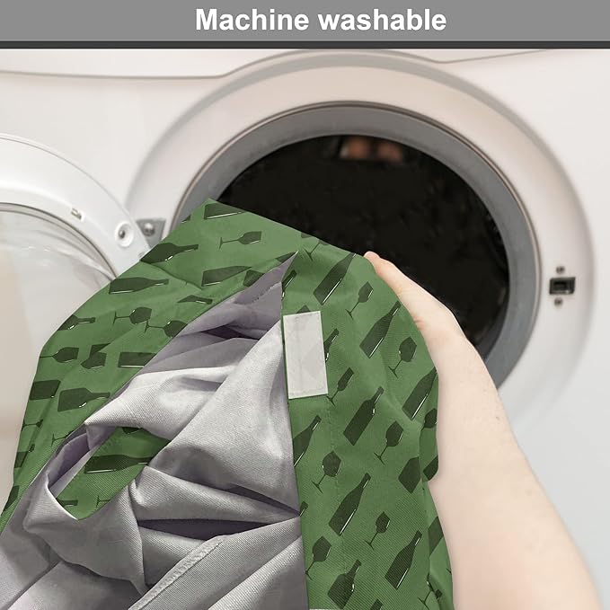 Lunarable Drinks Dog Crate Cover, Monotone Style Shapes of Wine Bottles and Glasses Diagonally Arranged, Easy to Use Pet Kennel Cover for Medium Large Dogs, 48 Inch, Reseda Green Olive Green