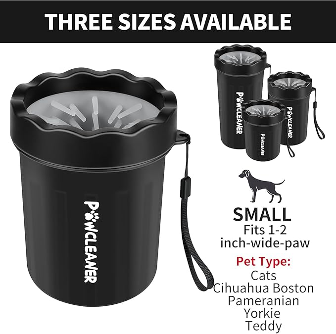 Dog Paw Cleaner for Dogs, (with 3Pcs Absorbent Towels & Adjustable Bath Brush) Dog Paw Washer, Pet Foot Cleaner (Black, Small)