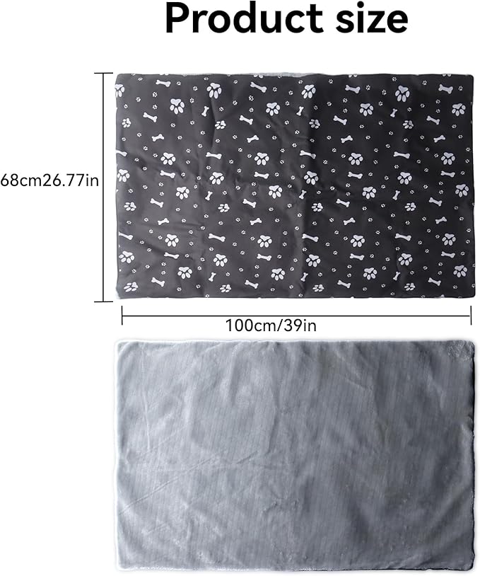 Klmnop Washable Dog Crate Pan Cover, Reversible Cool Side & Warm Side Dog Bed Liner for 36 Inch Pet Cage, Pan Cover Only(Grey)