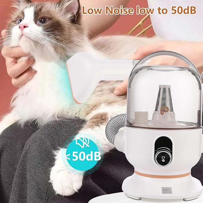 Towallmark Dog Hair Vacuum & Dog Grooming Kit, 5 in-1 Pet Grooming Vacuum Suction 99% Pet Hair for Dogs Cats, 2L Large Capacity Dust Cup, Low Noise Dog Hair Vacuum for Shedding Pet Hair, Orange