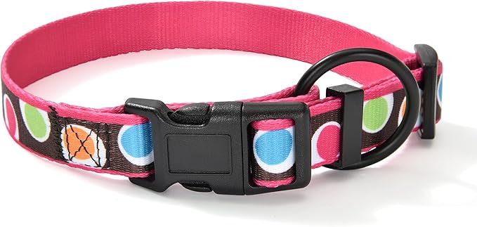 Mile High Life Dog Collar | Nylon Puppy Collars w Cute Patterns | Lightweight Girl Dog Collar | Boy Dog Collar for Small/Medium/Large Dogs (Brown Dot, Large)
