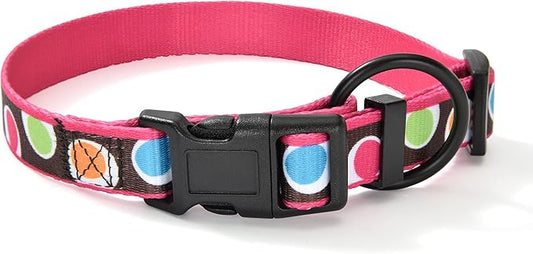 Mile High Life Dog Collar | Nylon Puppy Collars w Cute Patterns | Lightweight Girl Dog Collar | Boy Dog Collar for Small/Medium/Large Dogs (Brown Dot, Large)