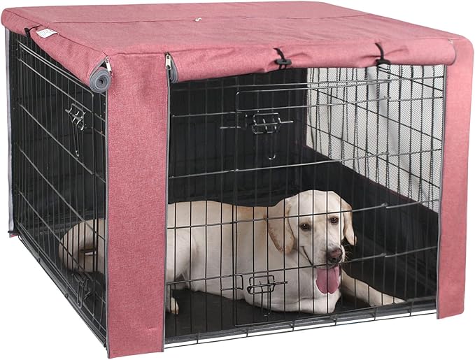 HiCaptain Pink Dog Crate Cover for 30 Inches Wire Crates, Heavy-Duty Polyester Indoor Dog Kennel Cover Universal Fit for 1 2 Doors Standard Metal Cage (Upgrade Two-Tone Pink)