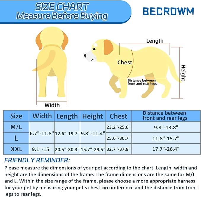 Small Dog Wheelchair for Back Legs, Light Weight Dog&Cat&Pets Wheelchair Cart with Disabled Hind Legs Walking, Adjustable Doggy Wheelchair Cart with Wheels for Back Legs