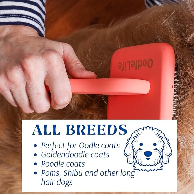 Slicker Brush for Grooming Shedding Medium & Long Haired Dogs - Pin Brush for Poodles, Goldendoodles and Doodle Breeds (Large)