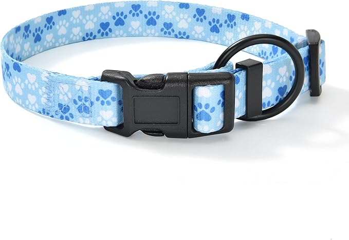 Mile High Life Dog Collar | Nylon Puppy Collars w Cute Patterns | Lightweight Girl Dog Collar | Boy Dog Collar for Small/Medium/Large Dogs (Blue Foot, Small)