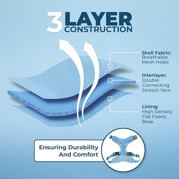 Voyager Step-in Lock Dog Harness w Reflective Dog Leash Combo Set with Neoprene Handle 5ft - Supports Small, Medium and Large Breed Puppies/Cats by Best Pet Supplies - Baby Blue, XS