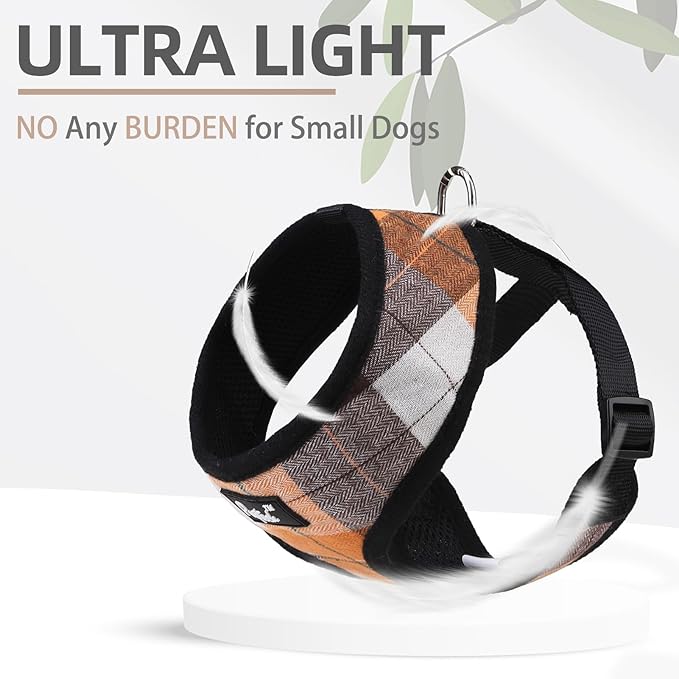 PUPTECK Soft Mesh Dog Harness and Leash Set Pet Puppy Cat Comfort Padded Vest No Pull Harnesses, Orange, M