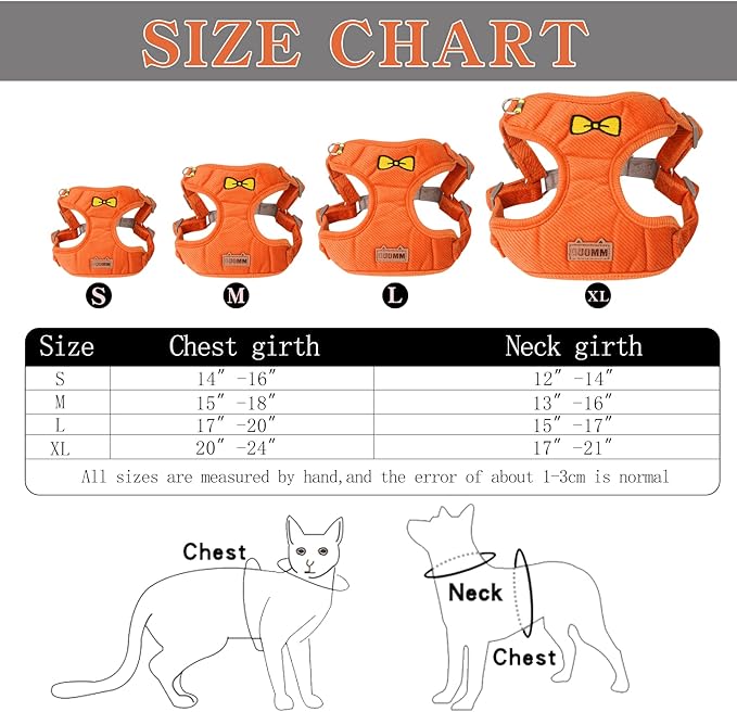 No Pull Dog Harness with Leash Pet Soft Vest Harness and Leash Set Dog Cat No Choke Escape Proof Harness Reflective Step in Harness for Small Medium Dogs Cats (Orange, Small)