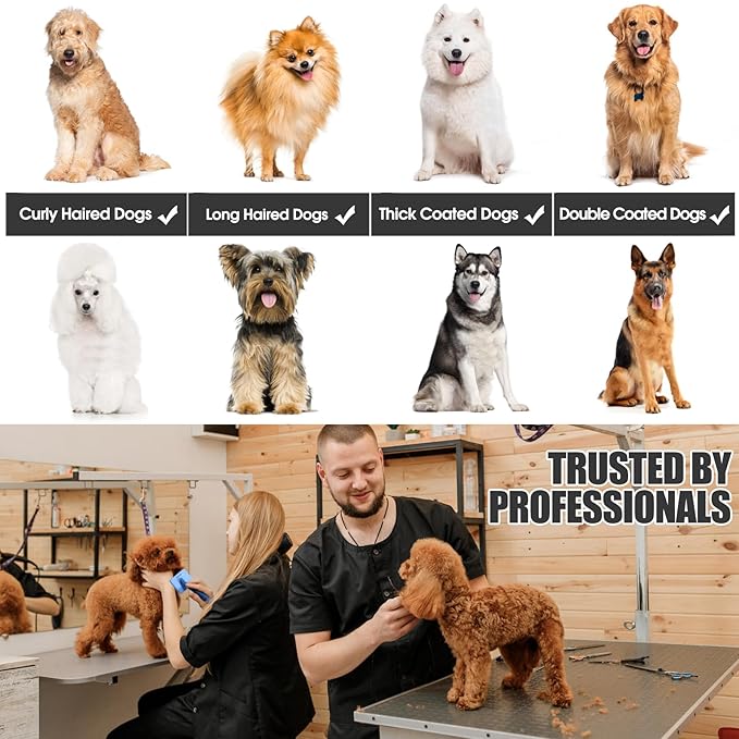 Dog Slicker Brush for Grooming Pet Hair, Beige, Long Haired Brush For Dogs (Poodles, Goldendoodles, Labradoodles), Long Pin Brush For Dematting