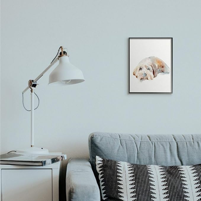 Stupell Industries Scruffy Dog Laying Down House Pet Painting Jennifer Paxton Parker Black Framed Wall Art, 11 x 14