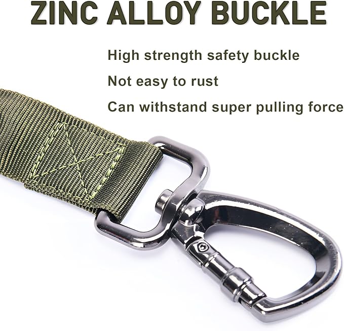 Retractable Dog Seat Belt for Car - Adjustable Nylon Pet Safety Harness with Elastic Bungee Buffer, Heavy-Duty Dog Seat Belt (Black)