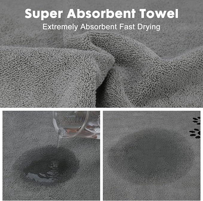 1Pieces Microfiber Pet Bath Towel Dog Towel.Dog Towel Soft Absorbent Drying for Small Medium Large Dogs and Cats with Great for Bathing and Grooming (27.5 x 55 Inch Grey)