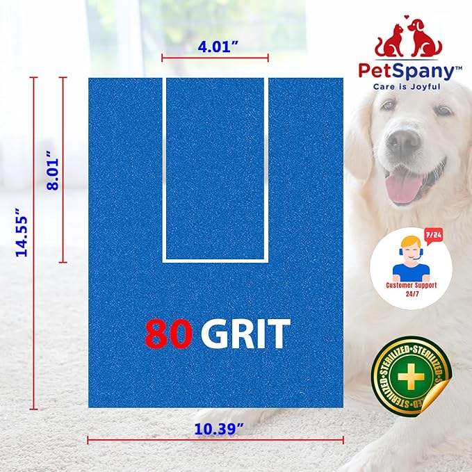 4 PCS Premier Self-Adhesive Sandpaper14.55x10.39 inch, 80 Grit – Dog Nail Scratch Pad Replacement Paper –Sandpaper for Dog Nail Scratch Board with Treat Box (Blue)