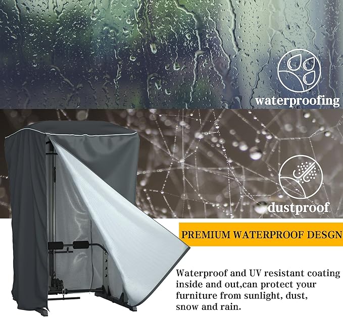 Power Cage Cover,Strength Training Power Cage Covers,84" H x 47" L x 69" W-Squat Rack Cage Accessories Outdoor And indoor Universal Dust and Waterproof Four-Season Protective Cover-Black