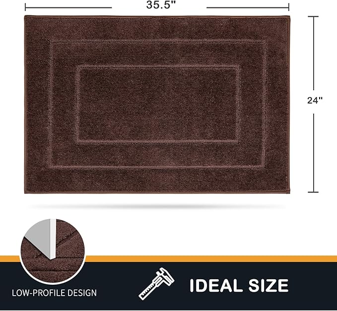 PURRUGS Dirt Trapper Door Mat 24" x 36", Non-Slip/Skid Machine Washable Entryway Rug, Dog Door Mat, Super Absorbent Welcome Mat for Muddy Wet Shoes and Paws, Brown