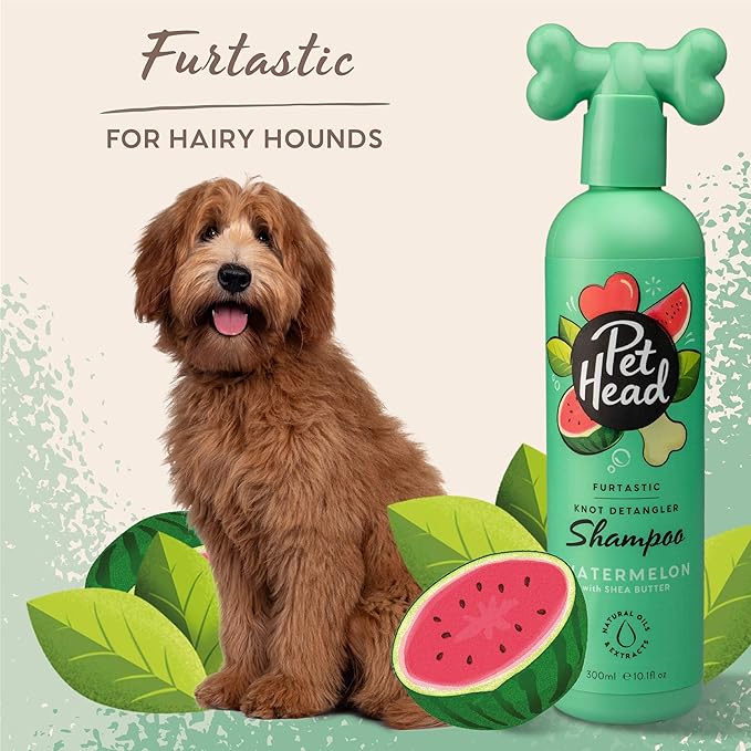 Furtastic Dog Shampoo | Watermelon Scent | Dog Shampoo for Smelly Dogs | Knot Detangler | Care for Long, Tangly Curls & Coats | Vegan | Gentle Formula for Puppies | Made in USA | 16 fl. oz.