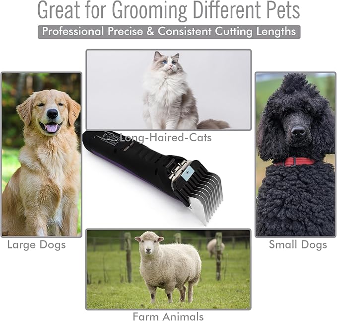 Professional A5 Style Animal Clipper Stainless Steel Color-Coded Snap-on Attachment Guard Guide Comb, 1/8"-1" Compatible with Wahl KM Series Oster A5 Andis Detachable Blade Pet Groomers (#6 - 3/4")