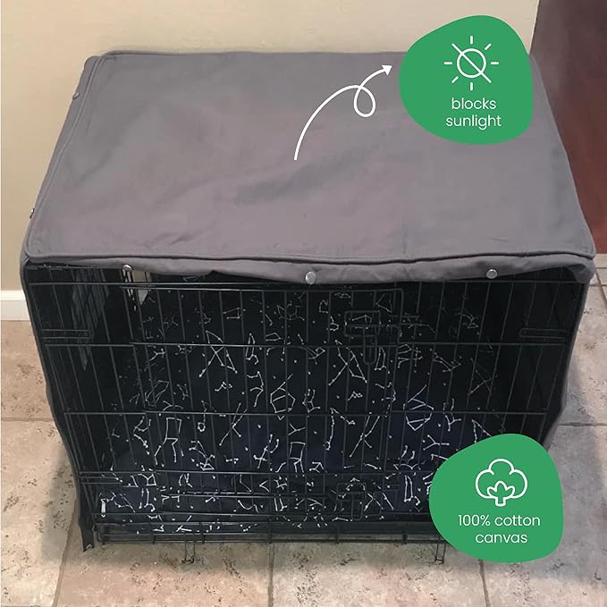 Molly Mutt I'm a Realist Dog Crate Cover, 100% Cotton Canvas Cover with 2 Roll-Up Panels, Ideal for Dog or Cat Crate, Durable, Washable, and Free of Harmful Chemicals, 48" x 30" x 33"