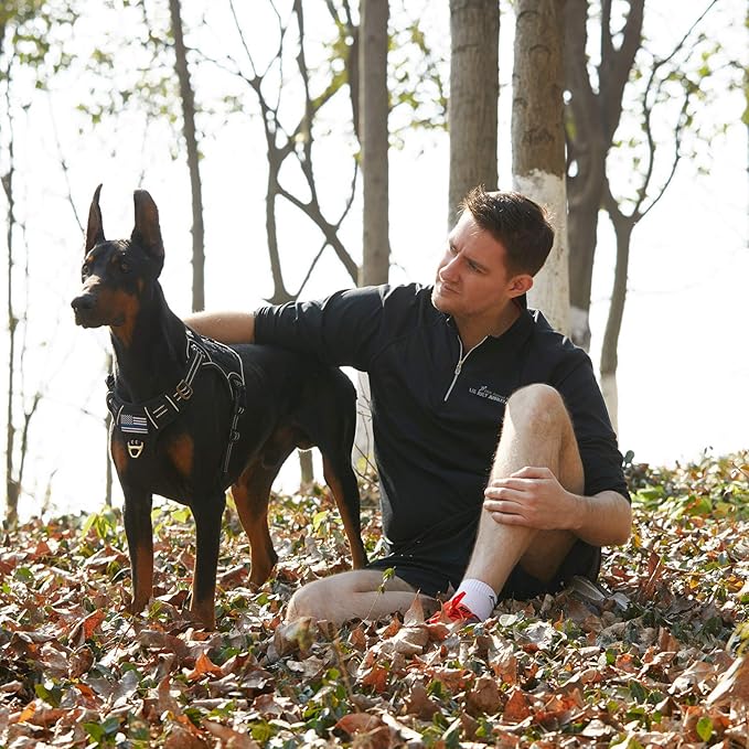 BUMBIN Tactical Dog Harness for Medium Dogs No Pull, Famous TIK Tok No Pull Dog Harness, Fit Smart Reflective Pet Walking Harness for Training, Adjustable Dog Vest Harness with Handle Black M