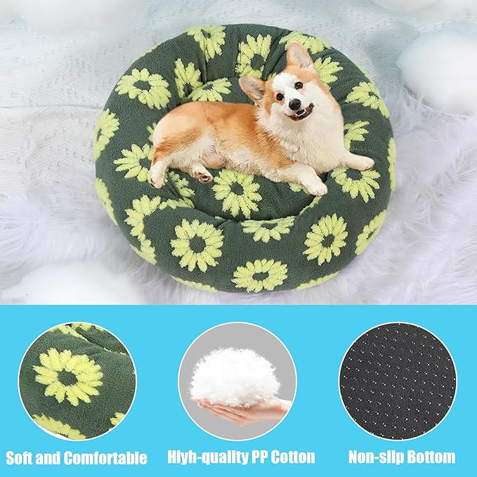 HYQ Small Dog Bed, Cat Beds for Indoor Cats, Dog Beds for Small Dogs with Anti-Slip Bottom, Cute Puppy Bed Washable-Yellow-20inch