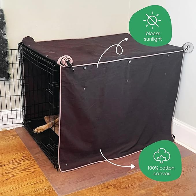 Molly Mutt Landslide Dog Crate Cover, 100% Cotton Canvas Cover with 2 Roll-Up Panels, Ideal for Dog or Cat Crate, Durable, Washable, and Free of Harmful Chemicals, 36" x 24" x 27"