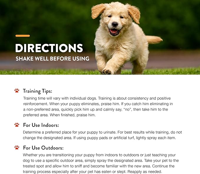 NaturVet – Potty Here Training Aid Spray | Attractive Scent Helps Train Puppies & Dogs Where to Potty | Formulated for Indoor & Outdoor Use | 8 oz