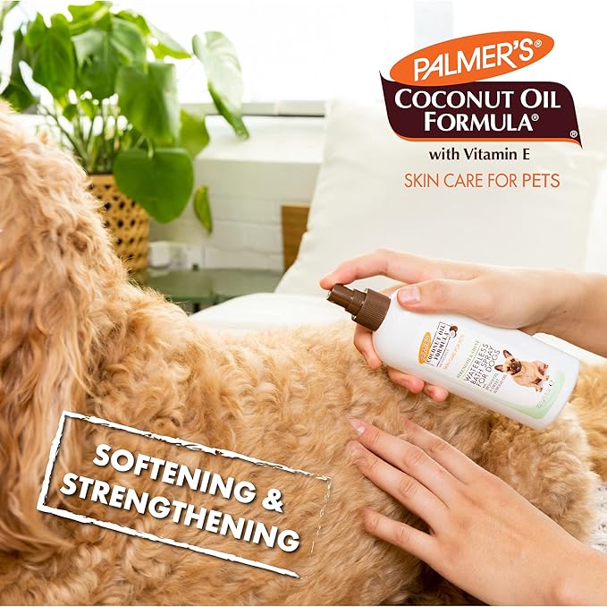 Palmer's for Pets Coconut Oil Formula Strength & Shine Waterless Bath Spray for Dogs, Coconut No Rinse Waterless Dry Dog Spray for Instant Refresh Without a Bath, Bath Spray for Dogs - 8 oz (FF15583)