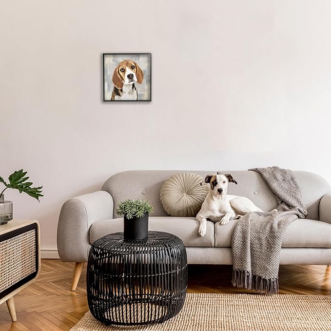 Stupell Industries Dog Beagle Patiently Waiting Abstract Backdrop Pet Collage, Design by Keri Rodgers