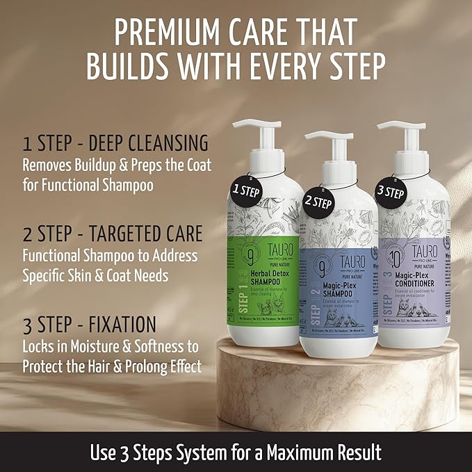 Tauro Pro Line Pure Nature Magic Plex Dogs and Cats Shampoo Instant Revitalization with Essential Oils for Shiny and Healthy Skin and Coat All Natural Grooming Product