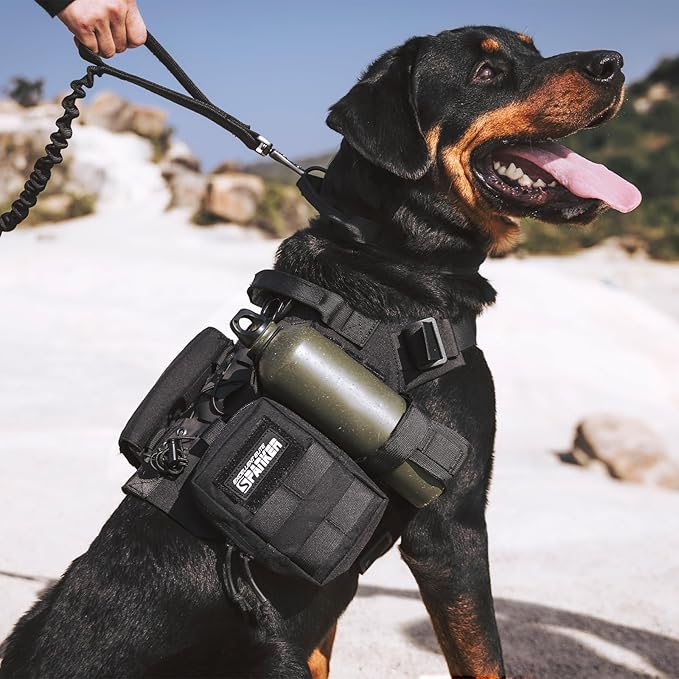 EXCELLENT ELITE SPANKER Dog Harness Tactical Military Dog Harness Adjustable No-Pull Dog Harness Training Hunting Dog Tactical Vest with Handle (L, Ranger Green)