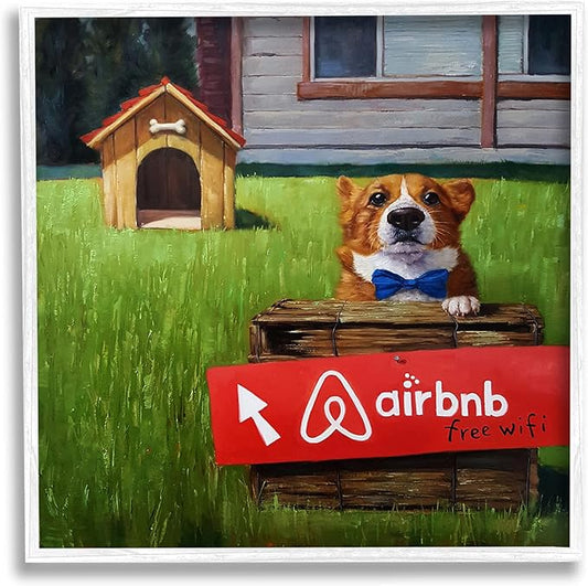 Stupell Industries Doghouse Rental Funny Bowtie Corgi Puppy, Design by Lucia Heffernan