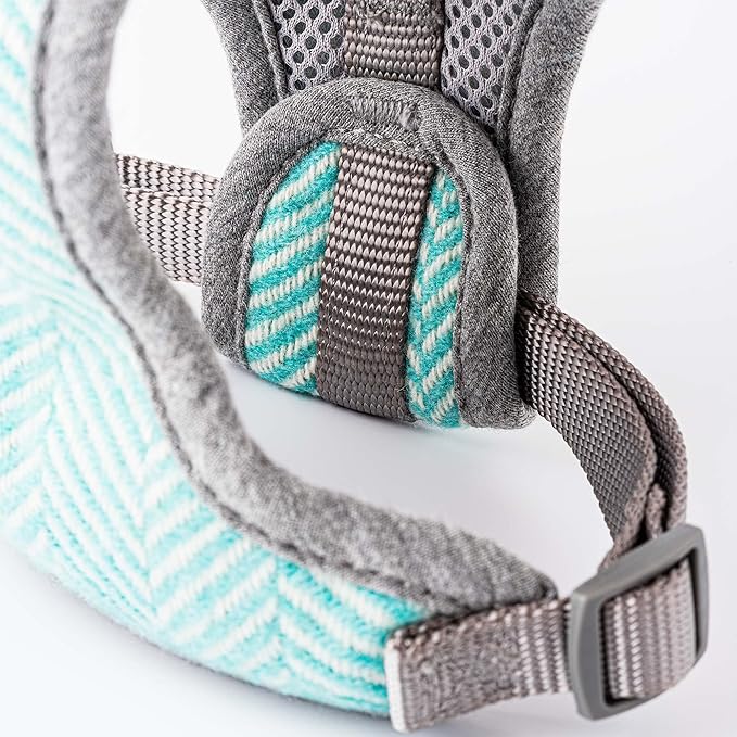 HUGO & HUDSON Dog Harness, No-Pull Anti Choke Tweed Harness Vest, Aqua Herringbone, M