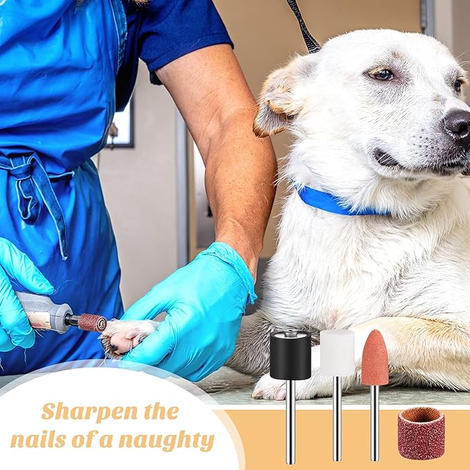 Kajaia 96 Pcs Dog Nail Grinder Replacement Kit Sanding Drum Set with Grit Sanding Bands Pet Smoother Claw Care Pet Nail Grinder Dog Claw Trimmer Grooming Tool Supplies (100 Grit)