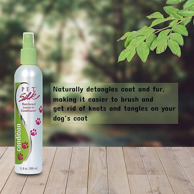 Pet Silk Rainforest Clean Scent Leave-in Conditioner 11.6oz, Long-Lasting Fragrance for Your Pet's Coat, Detangler for All Pets, Infused with Vitamin E, Gentle & Safe for Your Pet's Skin and Coat!