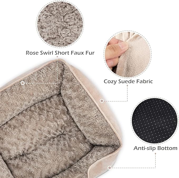 INVENHO Large Dog Bed for Large Medium Small Dogs Rectangle Washable Dog Bed, Orthopedic Dog Bed, Soft Calming Sleeping Puppy Bed Durable Pet Cuddler with Anti-Slip Bottom L(30"x24"x9")