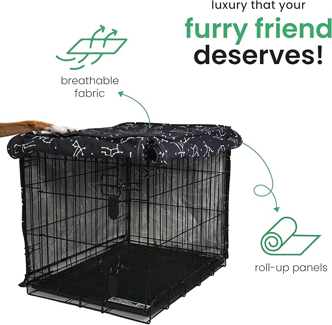 Molly Mutt Rocketman Dog Crate Cover, 100% Cotton Canvas Cover with 2 Roll-Up Panels, Ideal for Dog or Cat Crate, Durable, Washable, and Free of Harmful Chemicals, 30" x 21" x 24"