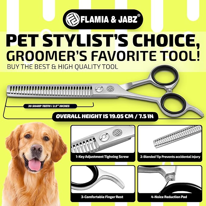 Professional Dog Grooming Chunker Shears/Scissors for Dogs, Cats & Pets (Right Handed, Stainless Steel 7.5 Inch)