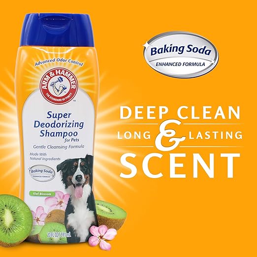 Arm & Hammer for Pets Super Deodorizing Shampoo for Dogs | Best Odor Eliminating Dog Shampoo | Great for All Dogs & Puppies, Fresh Kiwi Blossom Scent, 20 oz, 6-Pack