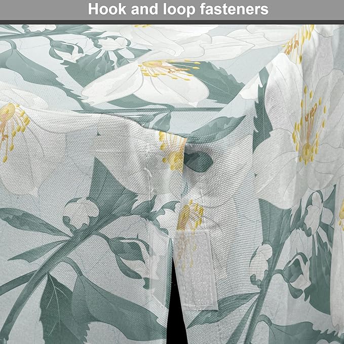 Lunarable Jasmine Dog Crate Cover, Delicate Pointy Petals Flower in Muted Tones, Easy to Use Pet Kennel Cover for Small Dogs Puppies Kittens, 22 Inch, Pale Teal Pale Blue