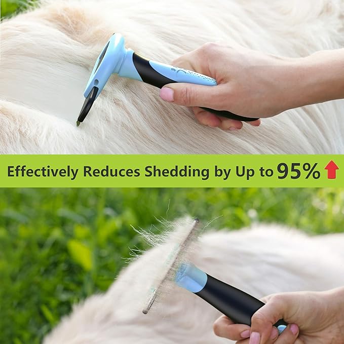 MIU COLOR Pet Grooming Brush, Deshedding Tool for Dogs & Cats(Blue) & MIU COLOR Pet Grooming Brush, 2 Sided Undercoat Rake for Dogs & Cats(Pink)