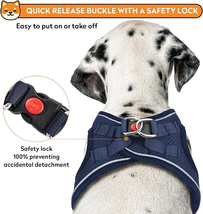 Dog Harness with Leash Set, No-Pull Step-in Reflective Pet Harness with 1 Leash Clips, Adjustable Soft Padded Easy Walk Dog Vest for Small Medium Large Dogs, Cats(Dark Blue, XXSmall)