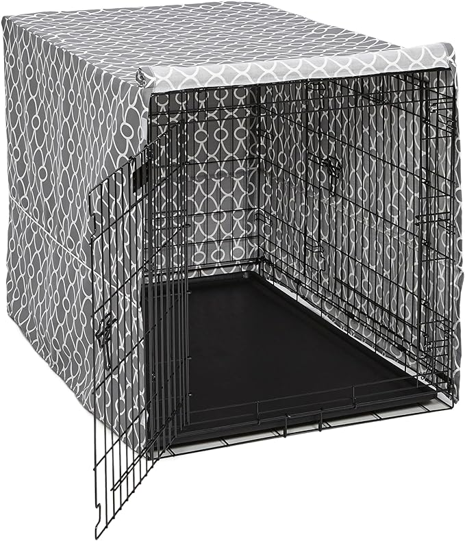 MidWest Homes for Pets Dog Crate Cover, Privacy Dog Crate Cover Fits Midwest Dog Crates, Crate Cover Only; Machine Wash & Dry; Gray Geo Print; 42 inch