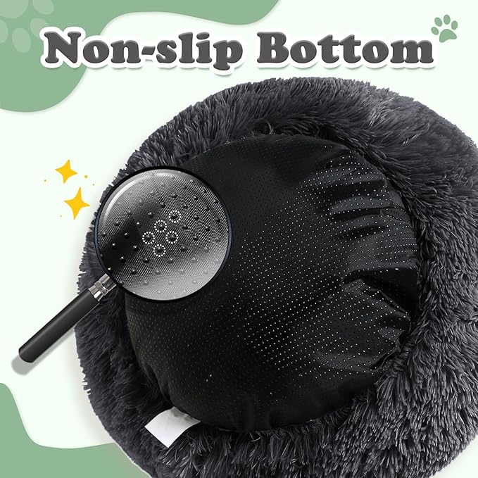 JOLLYVOGUE Dog Beds, Calming Small Dog Bed, Anti-Anxiety Dog Bed for Small Dogs, Fluffy Donut Dog Bed, Cozy Dog Cat Cushion Bed for Small Medium Dogs (24")