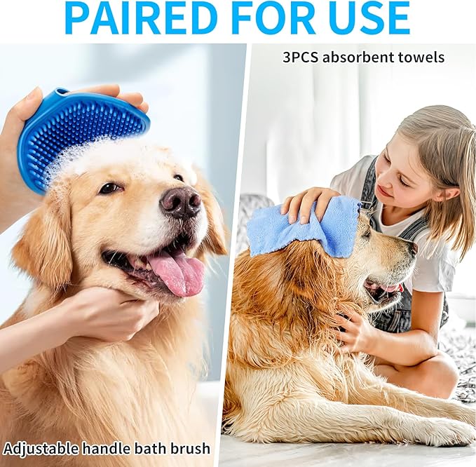 Buddy Muddy Pet Foot Cleaner with Handle, Adjustable Brush, and 3 Absorbent Towels (Blue, Large)