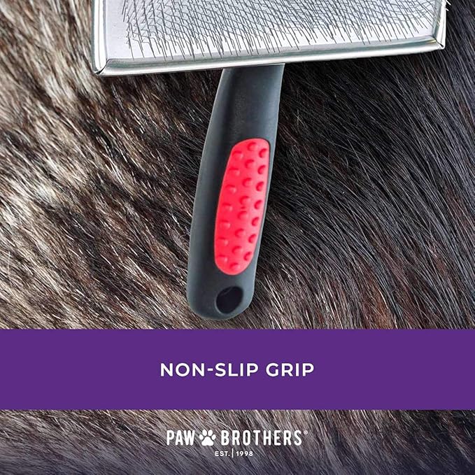 Ryan's Pet Supplies Paw Brothers Flat Slicker Brush for Dogs, Professional Grade, Coated Tips, Gentle on Skin, Maximum Coverage, Mini/Small