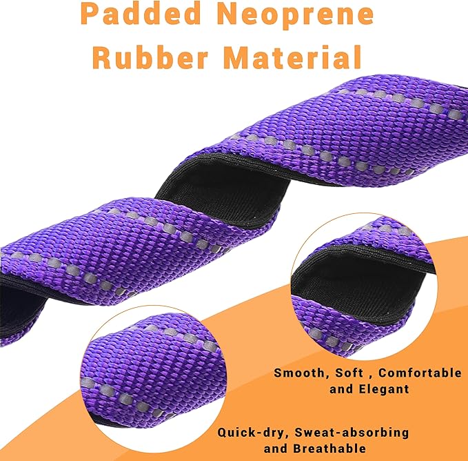 2 Pack Reflective Dog Collar with Safety Locking Buckle, Adjustable Soft Breathable Comfortable Nylon Pet Collar for Small, Medium and Large Dogs, Purple, M