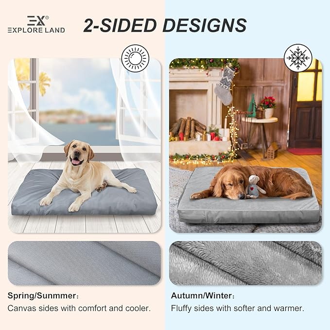 Explore Land Dog Crate Cover Bundle with Machine Washable Fluffy Dog Bed Cover for 36 Inches Wire Cage