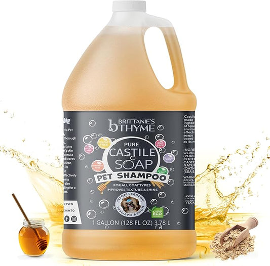 Brittanie's Natural Itchy Skin Relief Shampoo + Conditioner for Dogs & Cats | Honey & Oatmeal Oils | for Allergies and Itching | Deodorizes, Moisturizes & PH Balanced (128 Ounce)