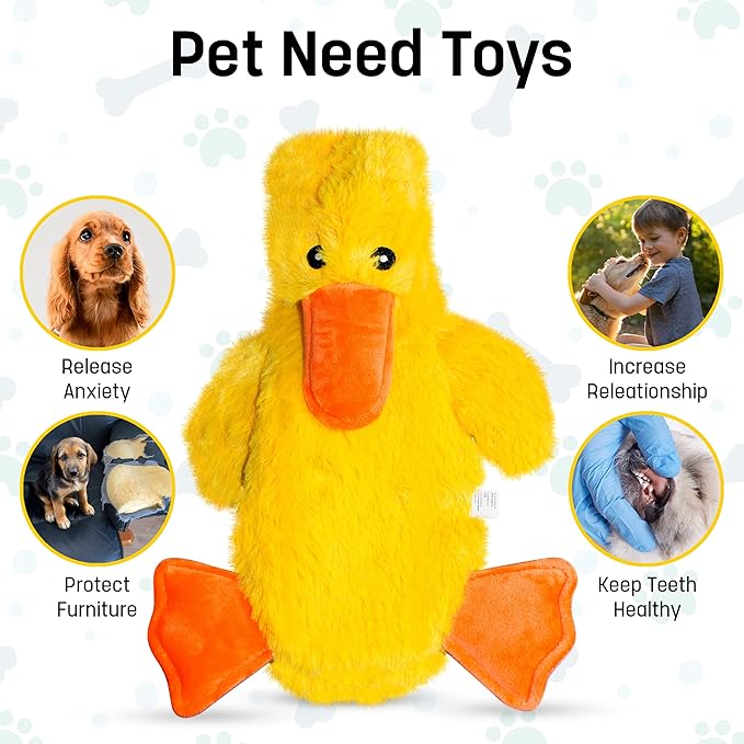 FGA MARKETPLACE Duck and Frog Flat NO Stuffing NO Squeak Plush Dog Toy, Funny Style Will Entertain Your Dog for Hours, Recommended for Small and Medium Dog 21 INCH Long
